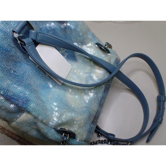 Chanel Sequin Mini Backpack Waterfall Blue Tri-color Bag Rare Light Limited Ed. - Picture 9 of 16